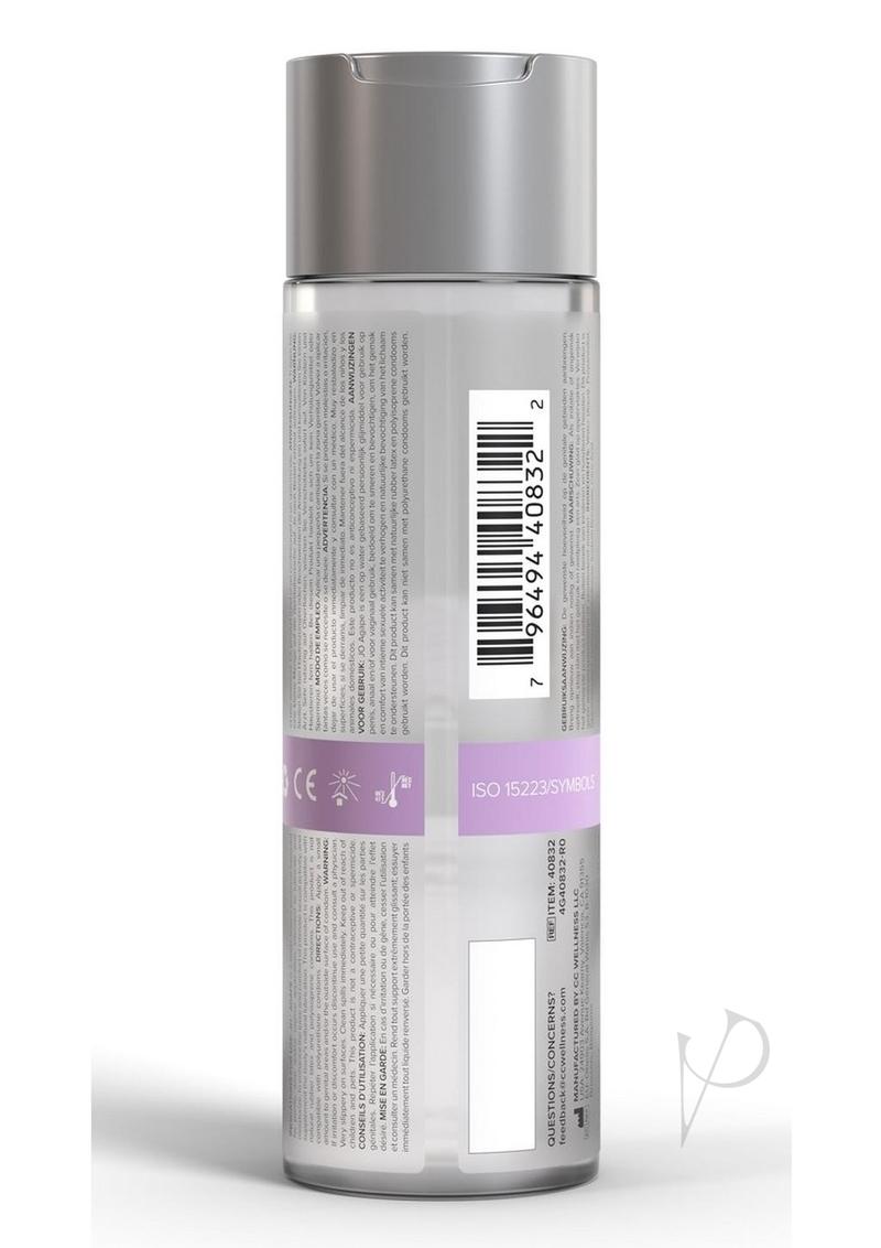 System JO Agape water-based lubricant, bottle, back label