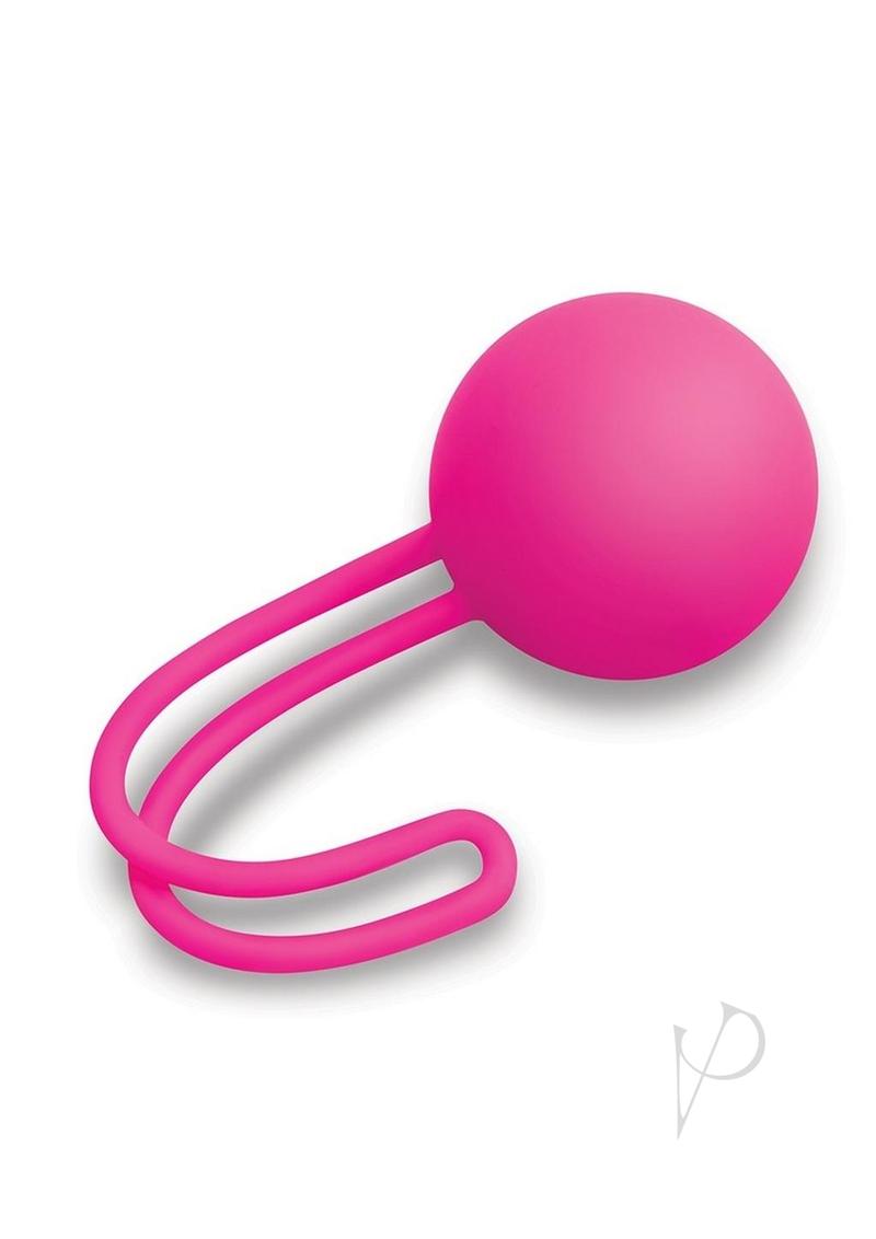Bodywand Squeeze single kegel ball in bright pink, 37 g, angled view