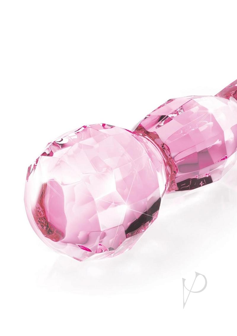 JimmyJane Dillenia Cissus glass massager in pink, close-up of the faceted base
