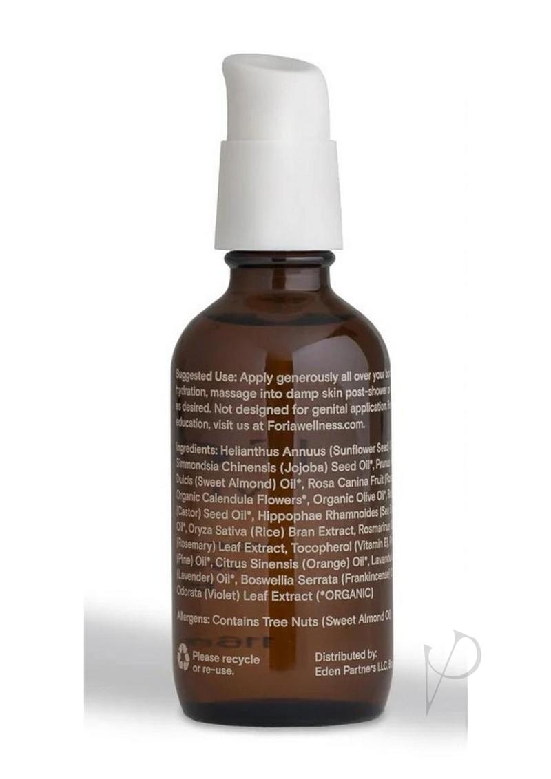Foria Everyday Body Oil, bottle, back label