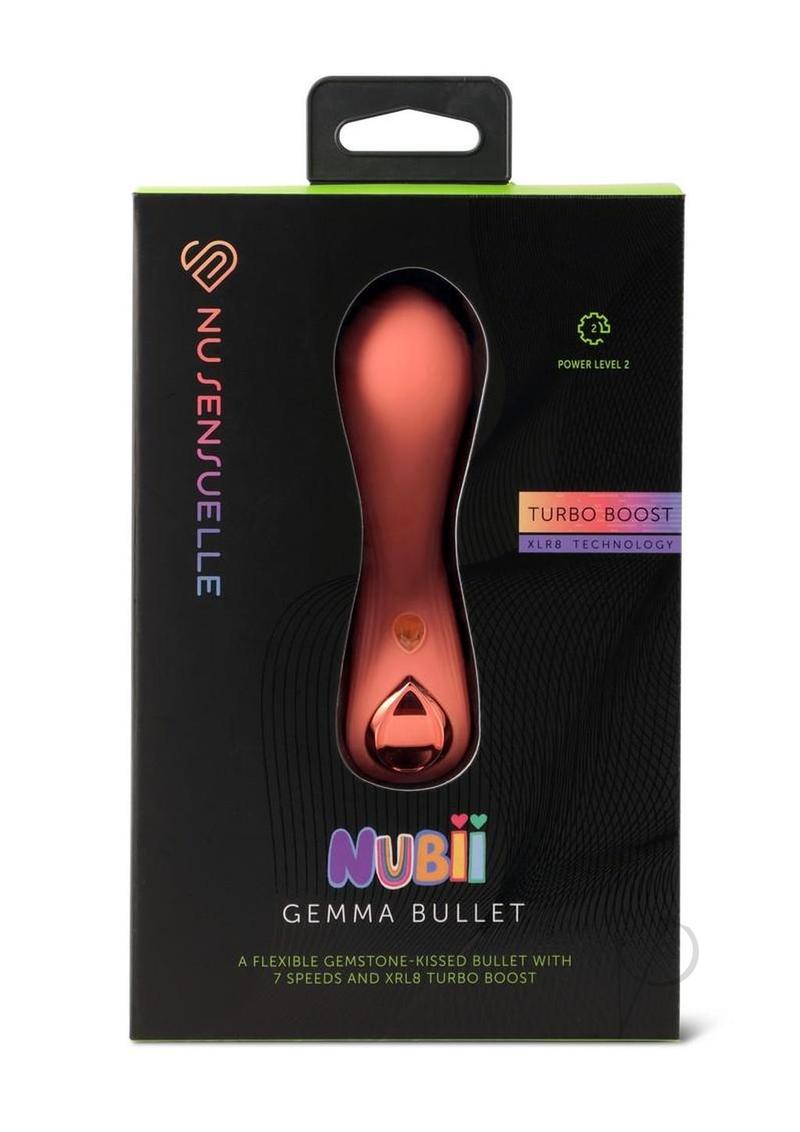 Nu Sensuelle Gemma Turbo bullet vibrator in coral, in its retail box