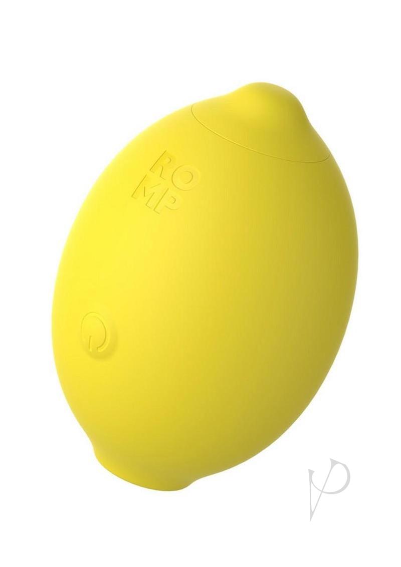 ROMP Lemon Crush air pulse stimulator in yellow, angled view