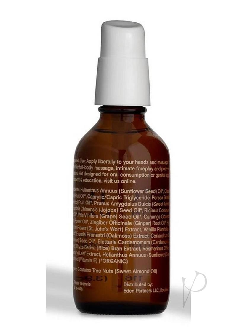 Foria Massage Oil, bottle, back label