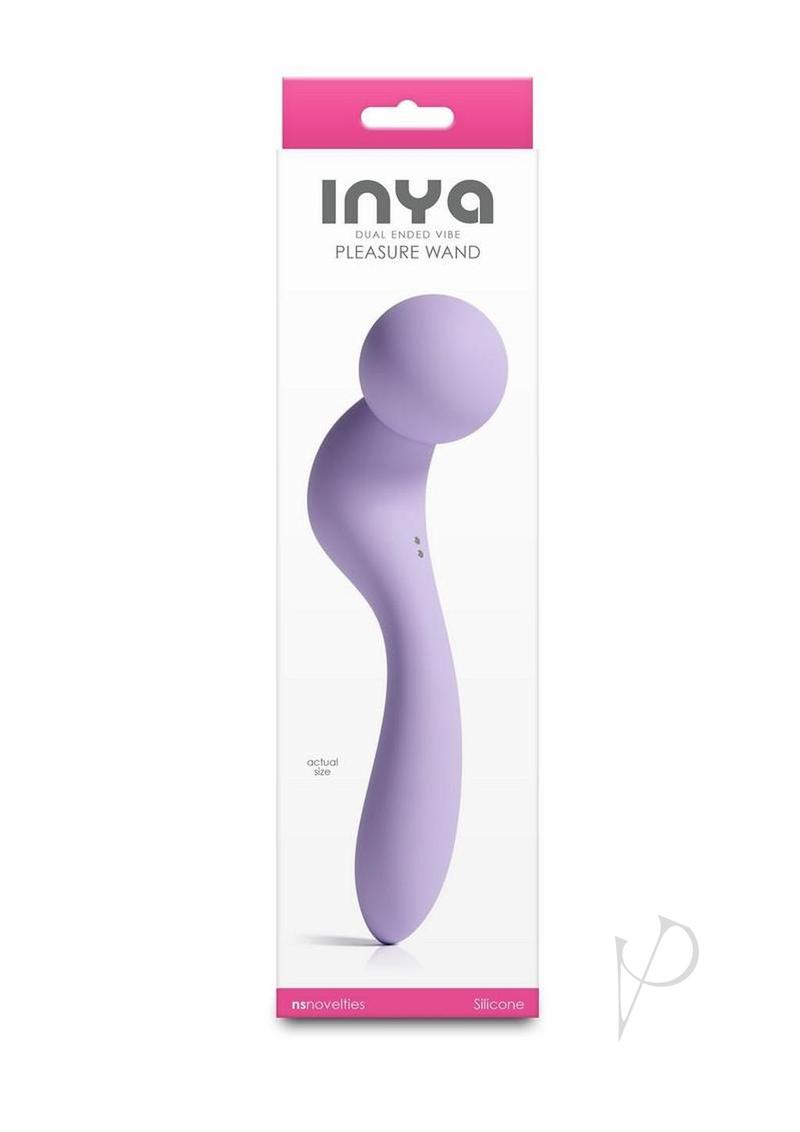 INYA Pleasure Wand dual-end vibrator in lavender, in its retail box