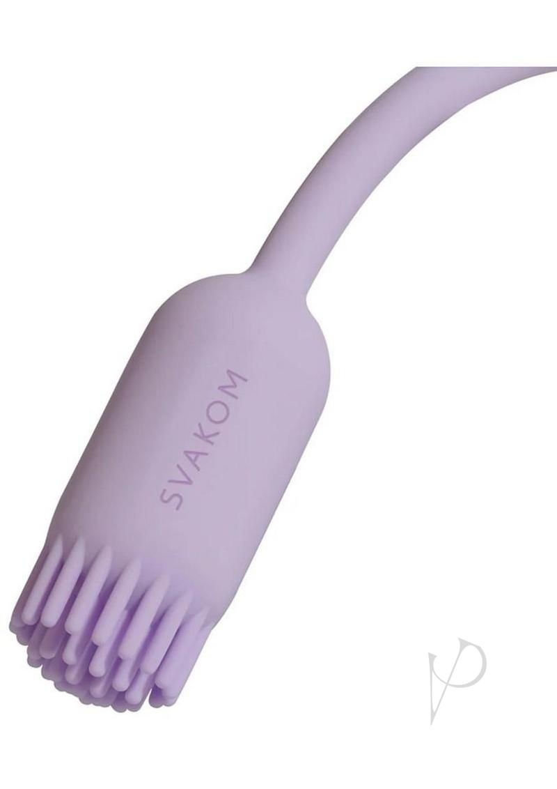 Svakom Plume dual vibrator in purple, close-up of the brush tail