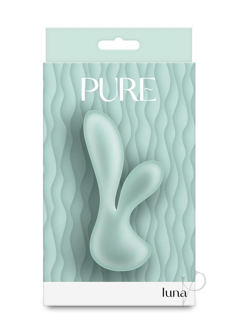 NS Novelties Pure Luna rabbit vibrator in teal, in its retail box