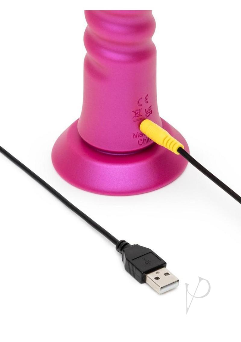 ROMP Jiggle thrusting vibrating dildo in pink, charging