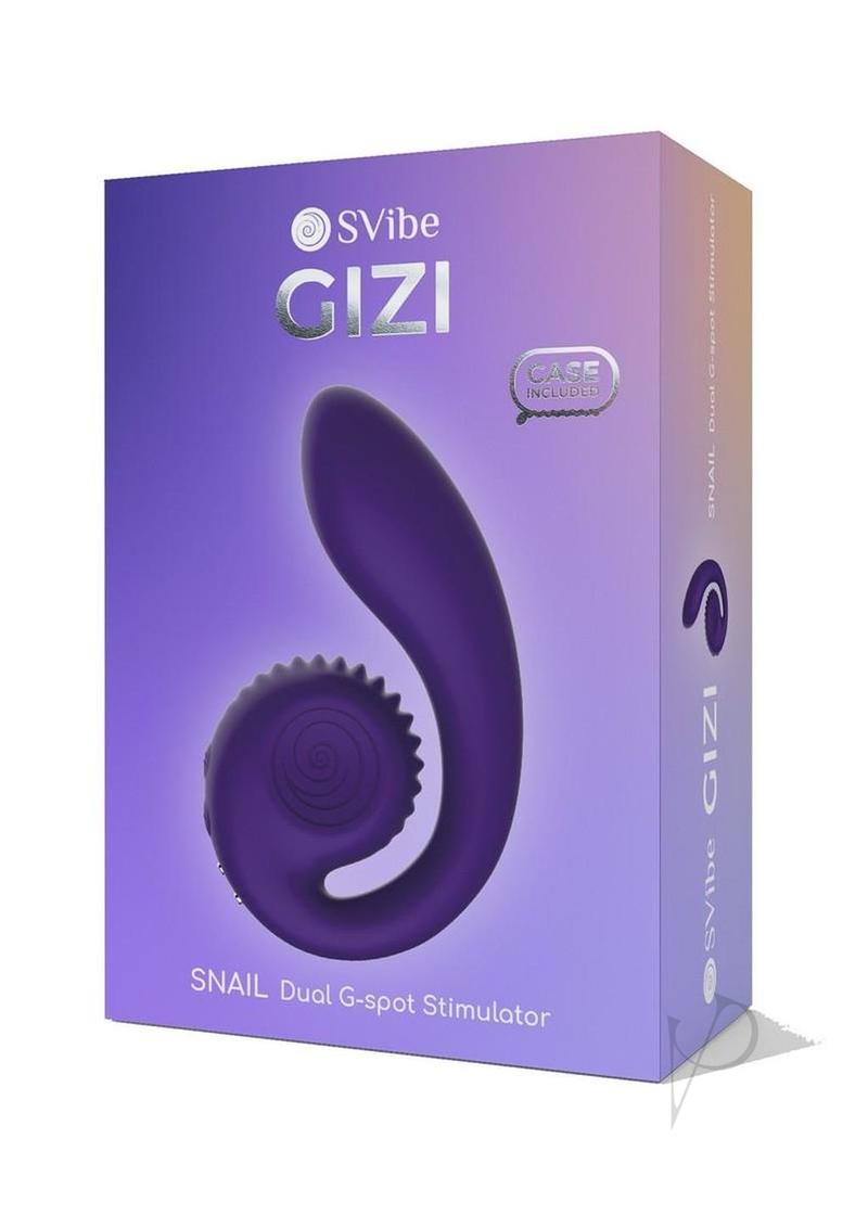 SVibe Snail Gizi rabbit vibrator in purple, in its retail box