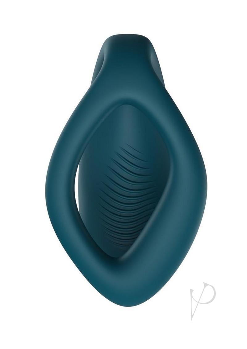 We-Vibe Sync O couples vibrator in velvet green, top view